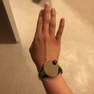 MAISON MARTIN MARGIELA SILVER CUFF W/ BLACK PEARL